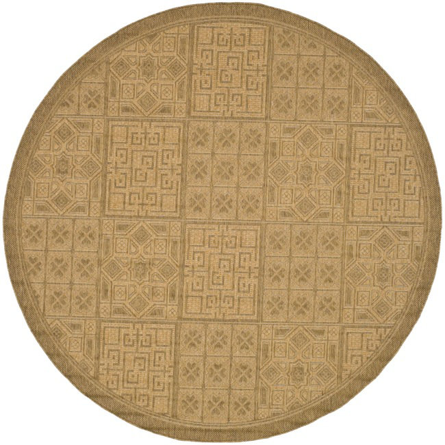 Tapis d'intérieur / extérieur à motif géométrique Amedee Performance, Rond 6 pi 7 po