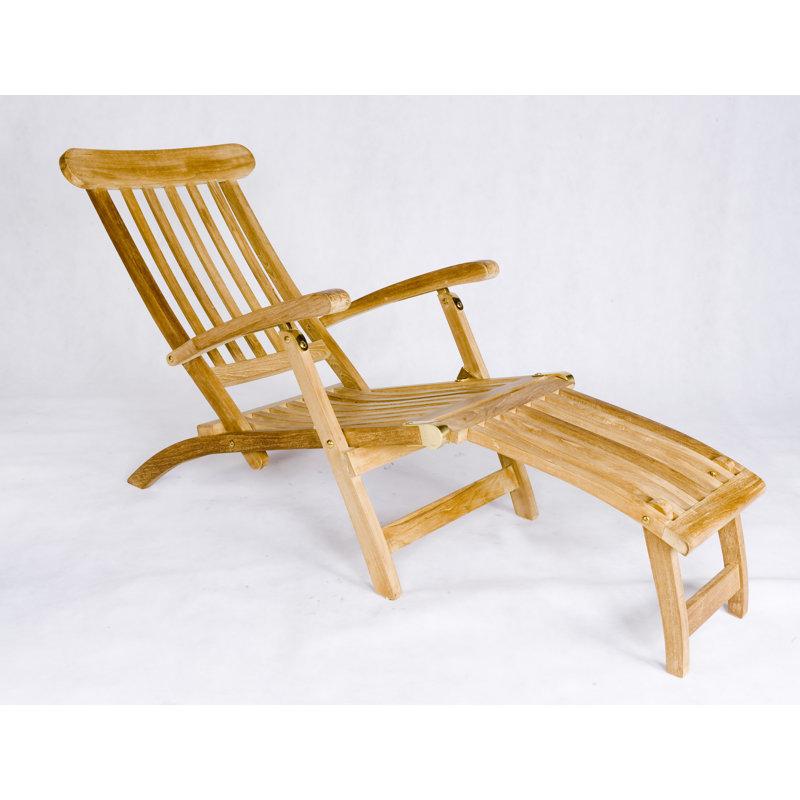 Teak Outdoor Wood Chaise Lounge