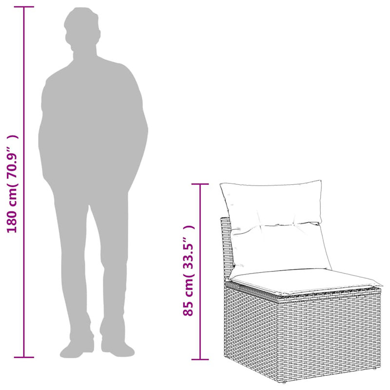  Ensemble de canapé de patio 6 pièces avec coussins en rotin de polyester noir