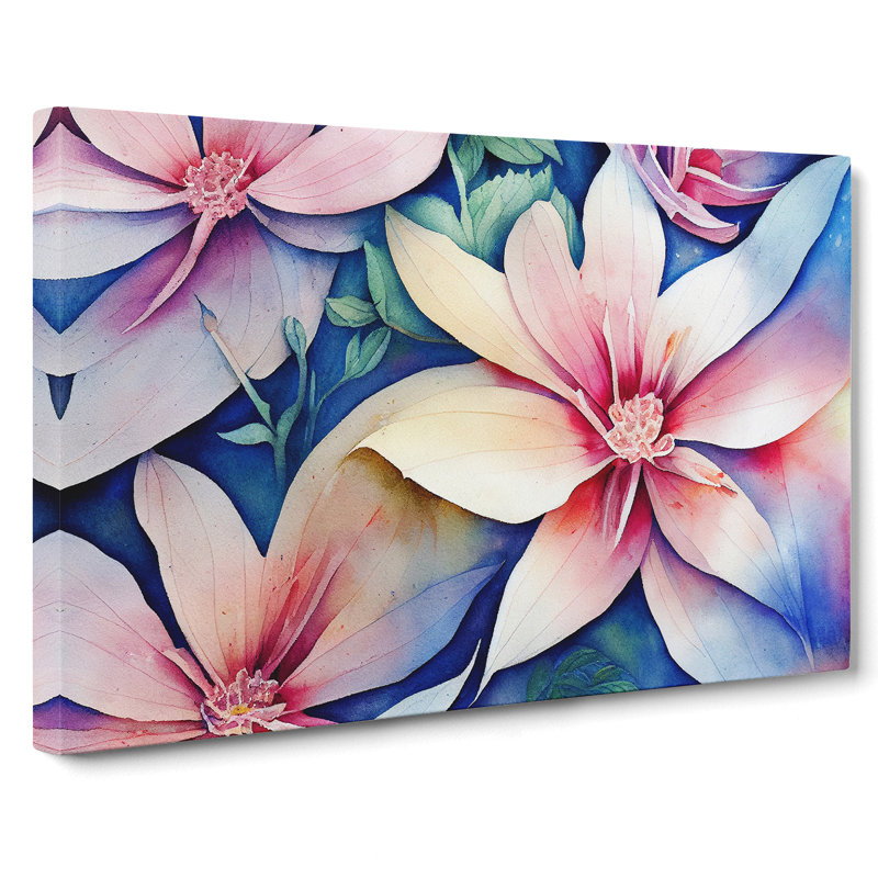 Favourable Watercolour Flowers - Wrapped Canvas, 35cm H x 50cm W x 3cm D