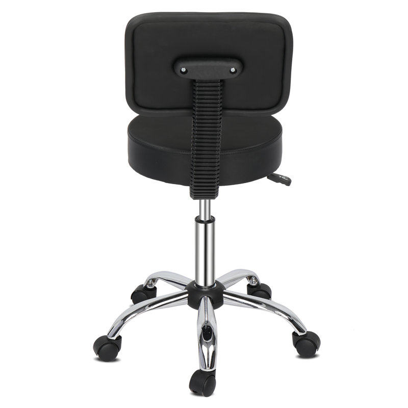 Backed Adjustable Height Ergonomic Lab Stool with Footring Wheels