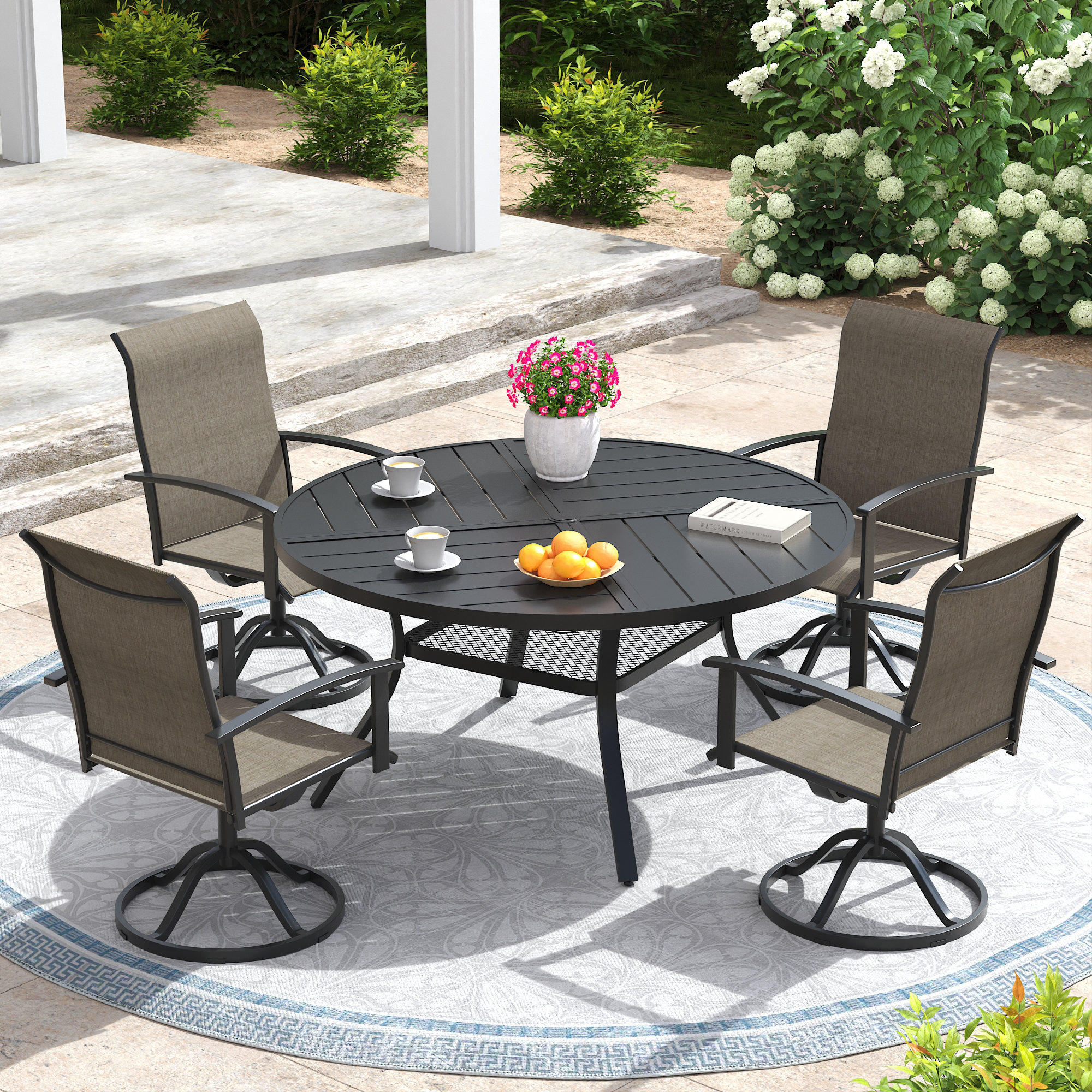 Red Barrel Studio® Patio Swivel Dining Set | Wayfair