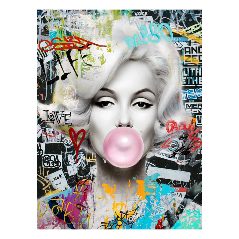 Art mural Pop Art Bubblegum Beauty - 36 po x 48 po