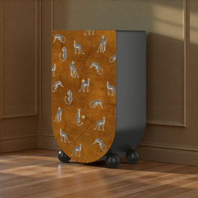 Vintage Leopard Art Storage Cabinet