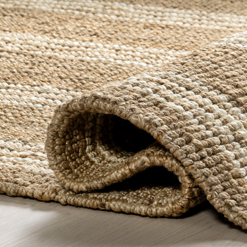 Hanna Natural Jute Flat Woven Striped Rectangular Rug