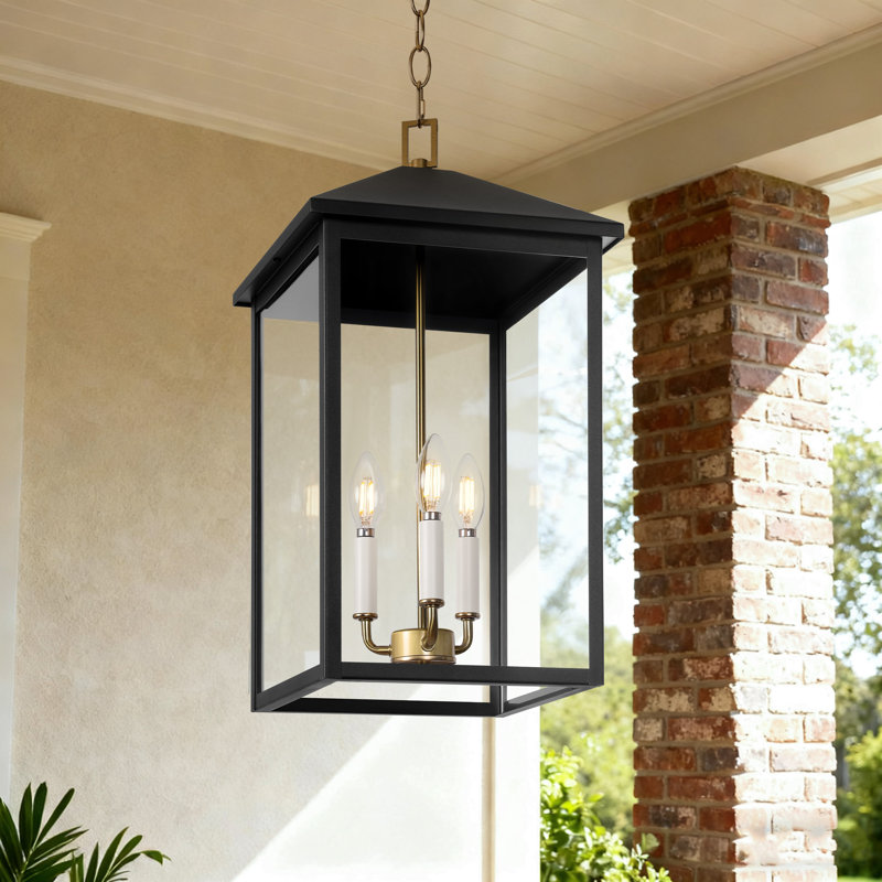 Lanterne suspendue d'extérieur 3 lumières H 21,2 po avec verre transparent