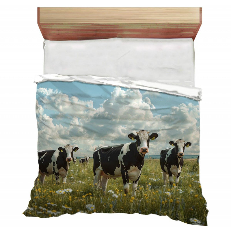Troupeau de vaches avec literie, Édredon simple très long