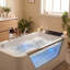 Baignoire tourbillon 67 "avec 7 jets, moteur Ul 750W 1,0Hp, panneau de verre, lumière DEL, 89 gallons, blanc