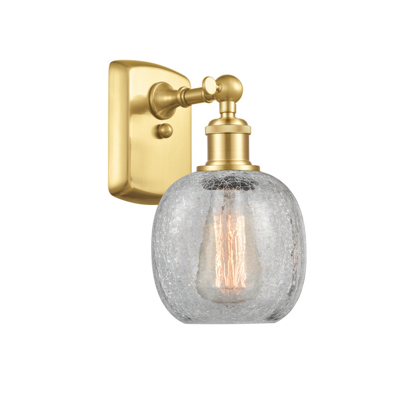 Carlucci Armed Sconce, Clear Crackle, Satin Gold
