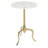 White Marble Side End Accent Table with Gold Inlay and Scrolled Base, 18" x 18" x 25"-2138734435