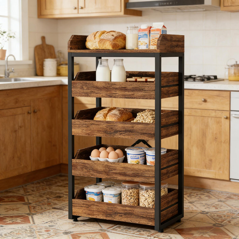 Organisateur de collations, support de panier à vin, support de rangement en bois