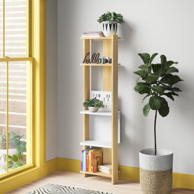 Bizzell 4 Tier Geometric Bookcase Modern Display Unit for Living Room or Home Office