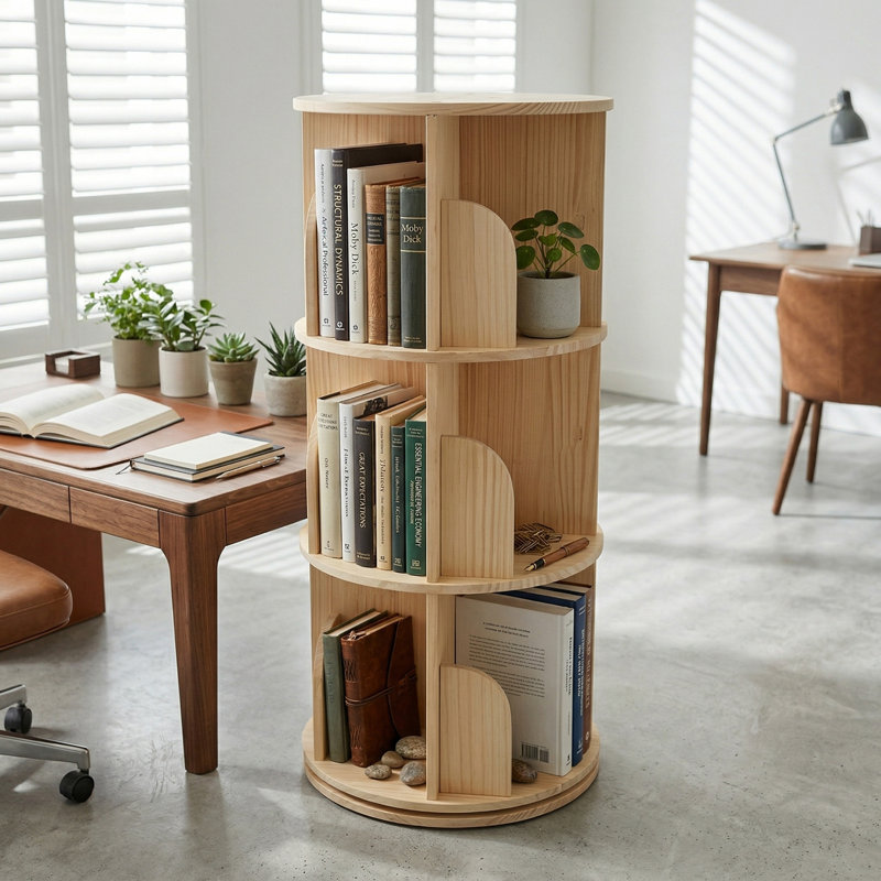 3 Tier Bookshelf with 360°Spinning Design