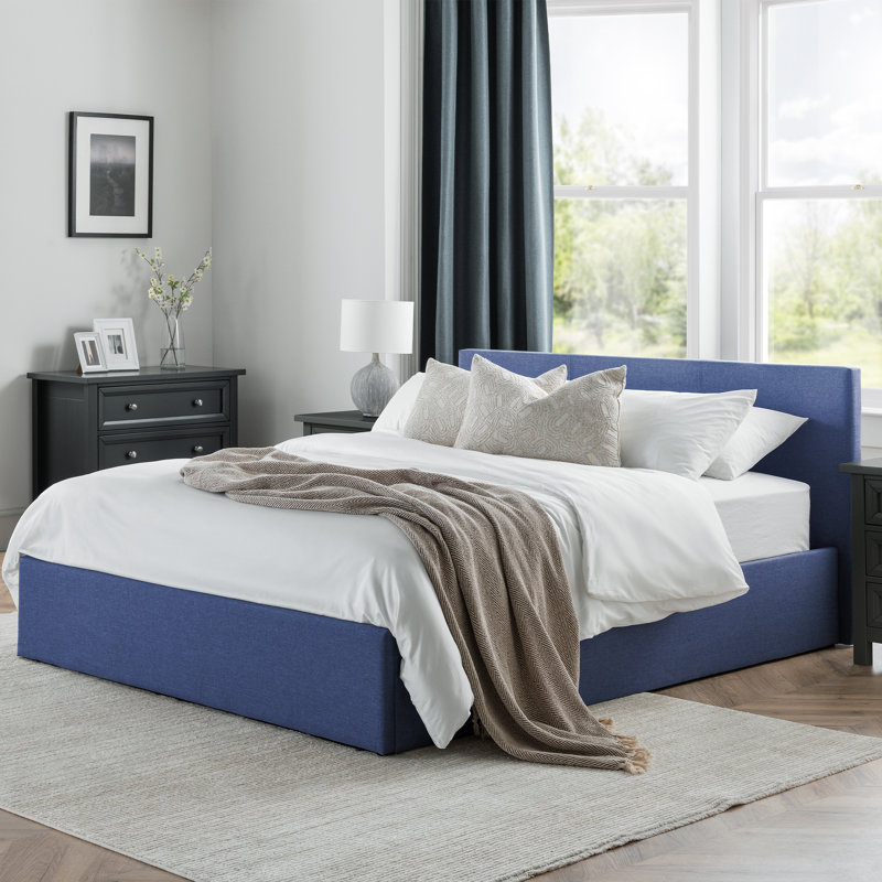 Lilianna Upholstered Bed, Double (4'6), No Mattress, Blue