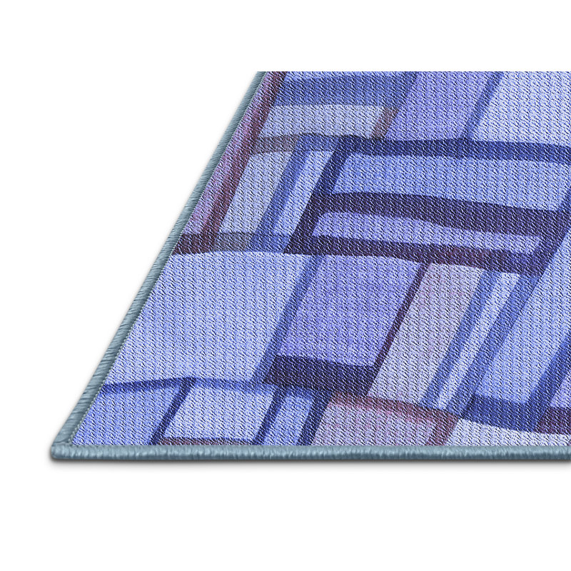 Tapis bleu tissé à la machine, Rectangle 7 pi x 9 pi