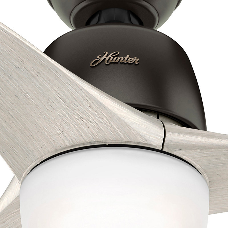 137cm Ceiling Fan with Light Kit, Light Grey Oak, Fine Bronze