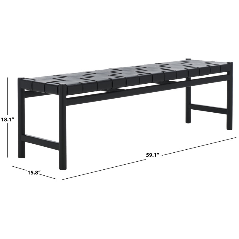 Devnie Woven Leather Bench, Black, Black
