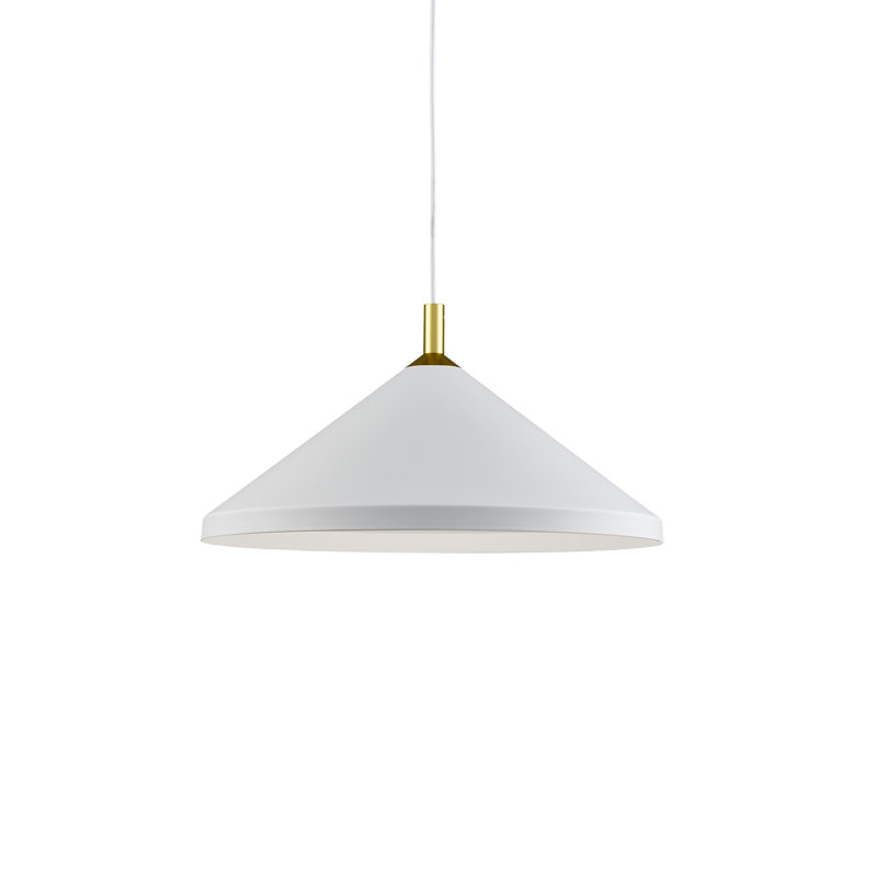 1 - Light Single Pendant, White/Gold, 9" H x 18" W x 18" D