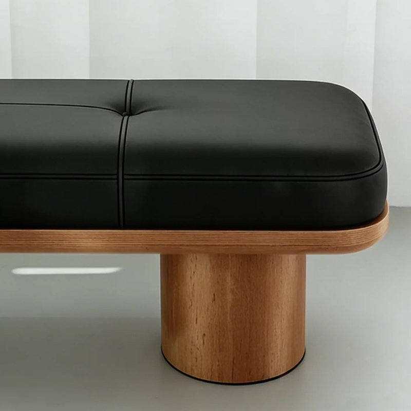 Banc rembourré noir, 15.75" H x 47.24" W x 13.78" D