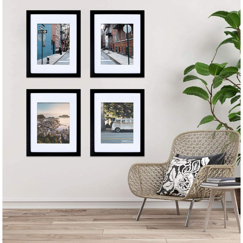Andraid Black Picture Frame - Set of 4 with Mat