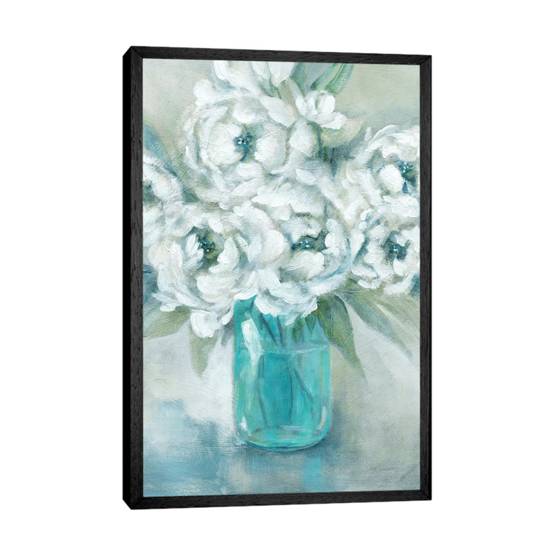 Pure Peonies by Carol Robinson - Painting on Canvas, 66.04 cm H x 45.72 cm W, Black Framed