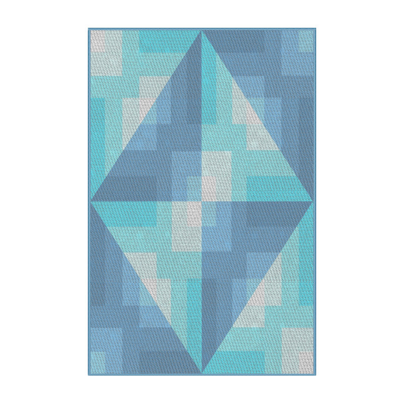 Tapis bleu ciel à motif, Rectangle 4 pi x 6 pi
