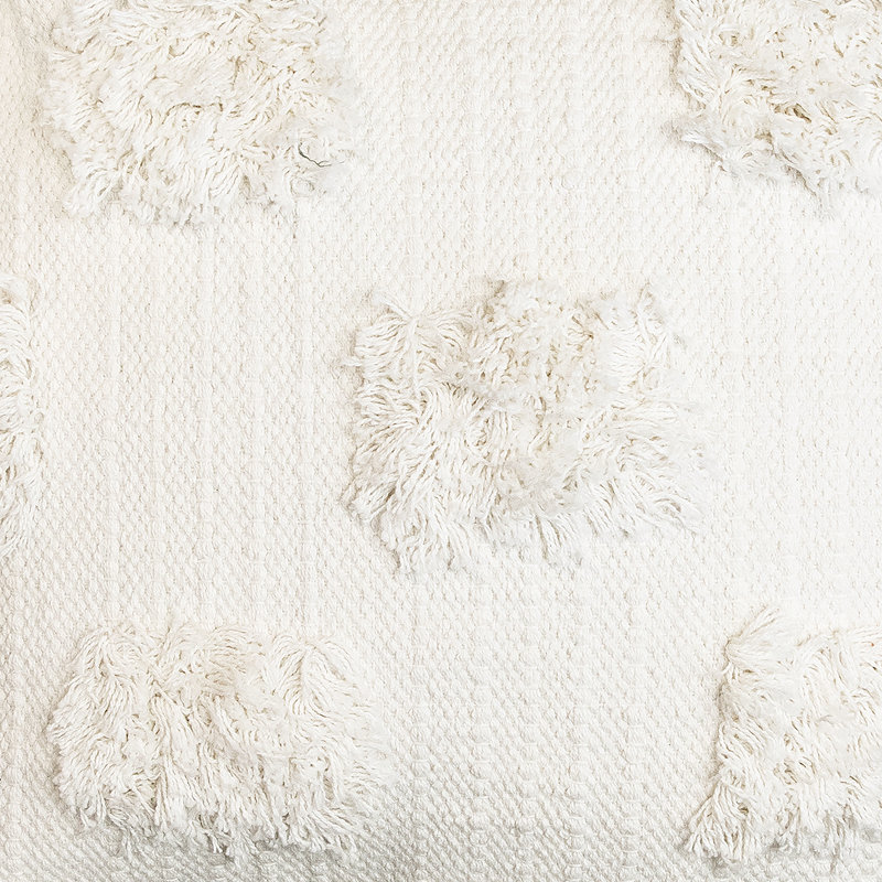 100% Cotton Throw Square Pillow Cover & Insert, Off White
