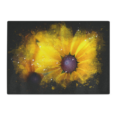 Tempered Glass Coneflowers Paint Splash Chopping Board