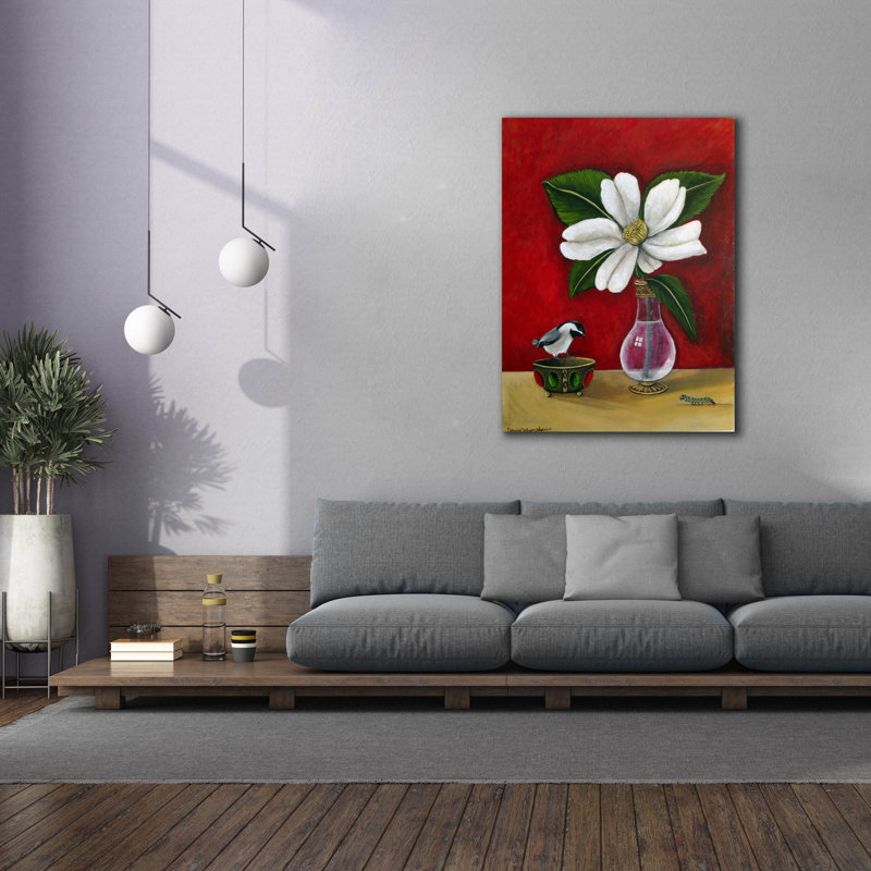 "Mésange" par Catherine A Nolin, H 54 po x l 40 po x P 1,5 po