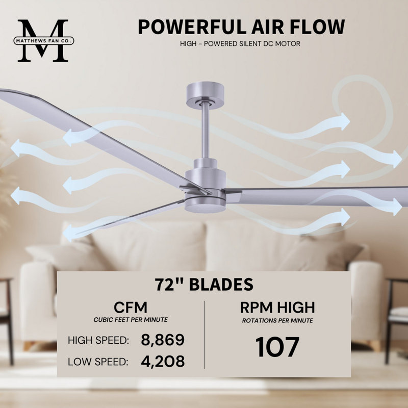 Alessandra Outdoor Downrod Ceiling Fan, Brushed Nickel, Brushed Nickel