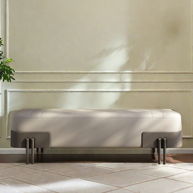 Banc en cuir avec chapeau et garde-robe, Gris
