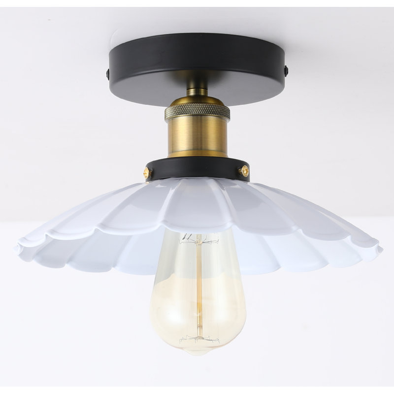 24.5Cm Industrial Aluminum Flush Mount, White