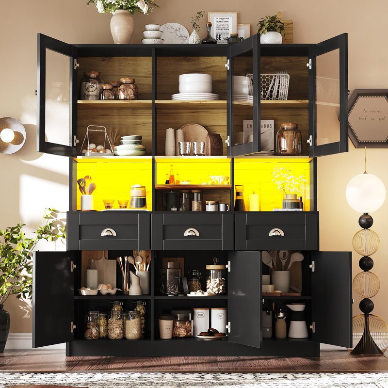 175cm Kitchen Pantry, Black