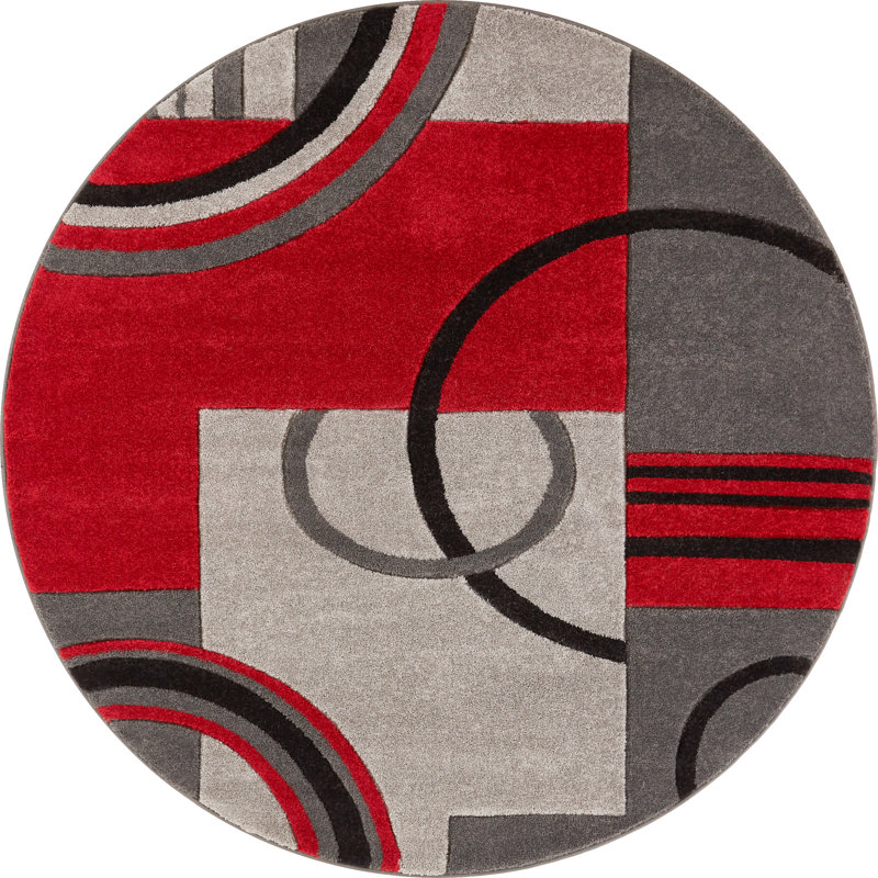 Ruby Geometric Synthetic Area Rug, Round 160cm
