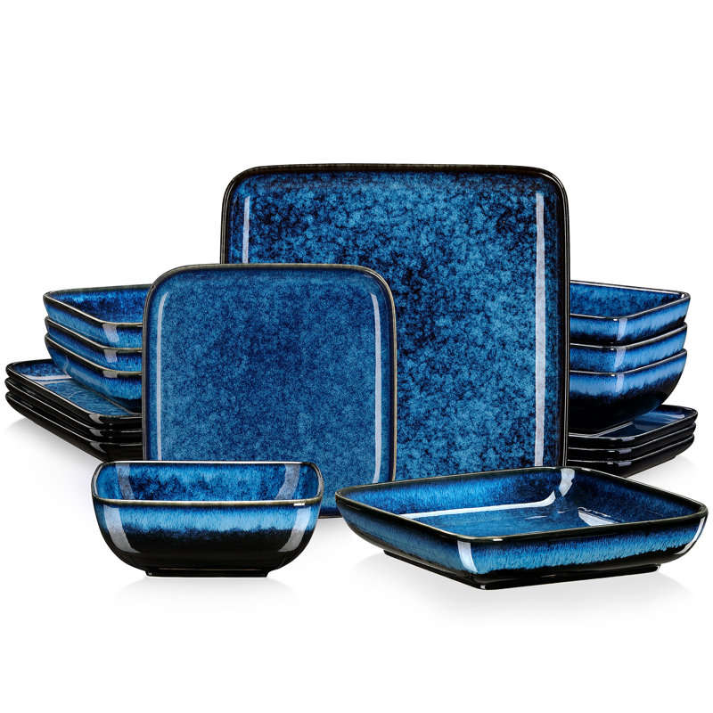 Stoneware Dinnerware - Set of 16, Blue