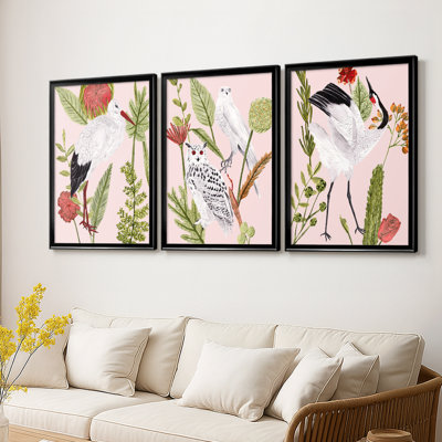 Birds in Motion IV - Toile tendue avec châssis sur mesure - 3 pièces