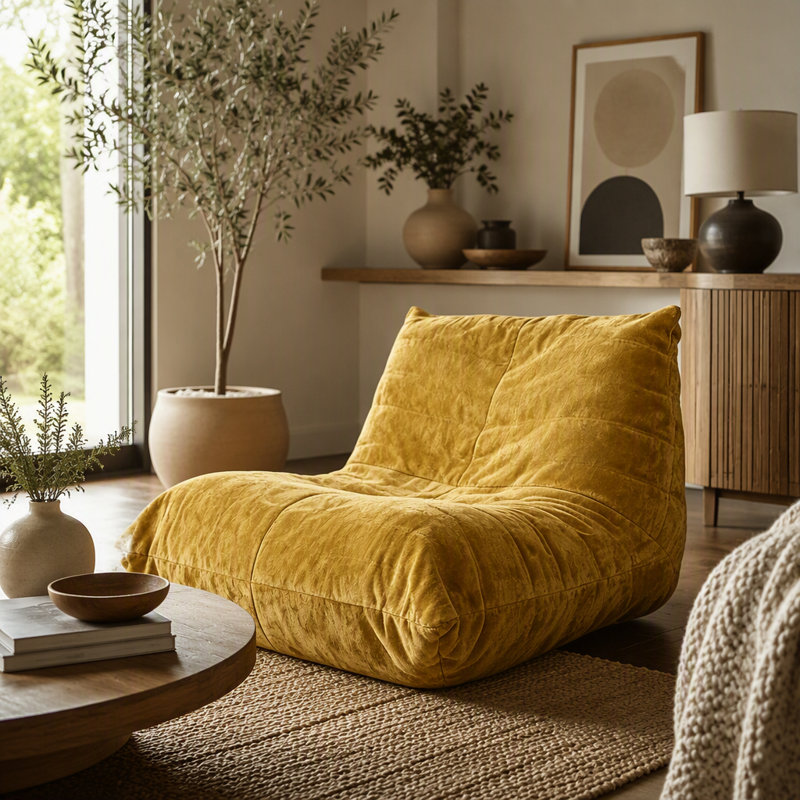 Fauteuil à billes ergonomique avec support pour le corps à 5 positions, Jaune