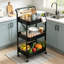 Chariot utilitaire pliable à 3 niveaux, chariot de rangement mobile avec roues verrouillables et poignée pour cuisine, salle de bain, bureau, salon