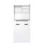 Armoire blanche de 70 po de hauteur, 2 tiroirs, portes de grange, bois à haute densité, bahut avec ancrages muraux à extrémités multiples, portes polyvalentes pour la vie et la salle à manger, portes