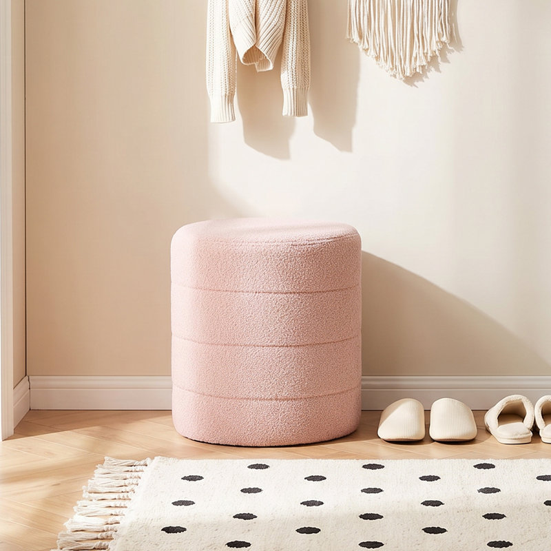 Solid Wood Accent Stool, Pink