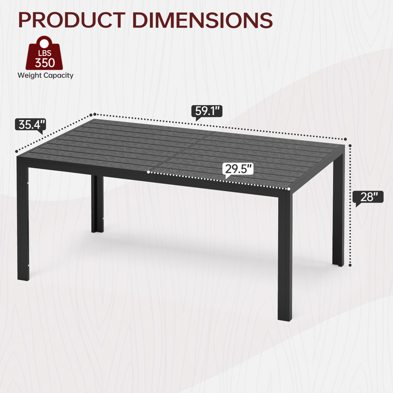 Table de salle à manger rectangulaire 59 po, Noir