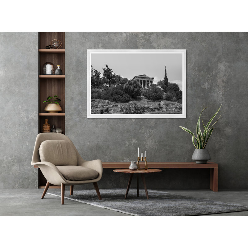 Héphaïstos II en noir et blanc, Cadre blanc, H 35,5 po x l 54,75 po x P 1,5 po