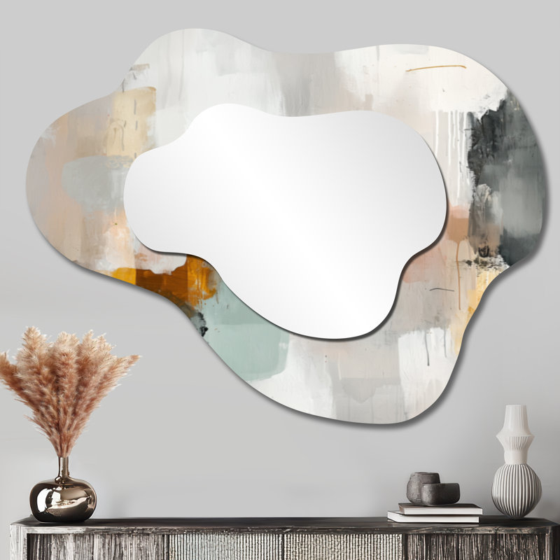 «Fragmented Silence Of Minimalisme Soft Colors I», miroir mural décoratif abstrait, miroir de coiffeuse moderne, imprimé sur métal