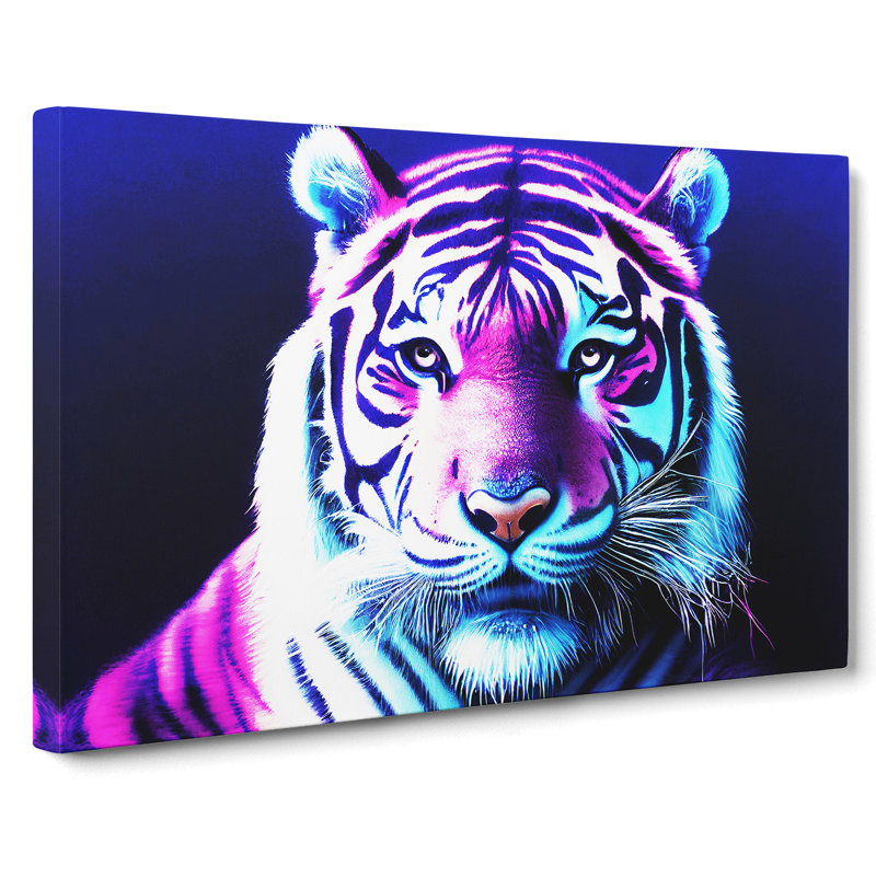 Neon Tiger - Wrapped Canvas, 40cm H x 60cm W x 3cm D
