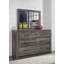 Lit à panneau simple Drystan avec rangement, commode, miroir et commode