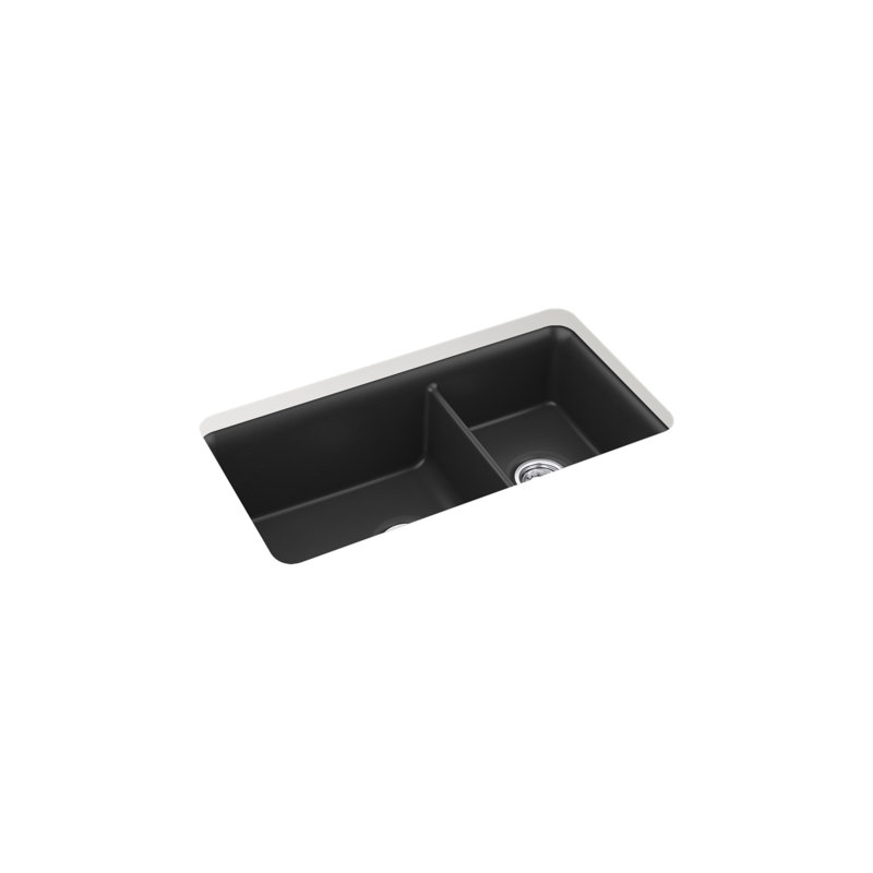 Gunnison 33.5'' L Double Basin Kitchen Sink, Black