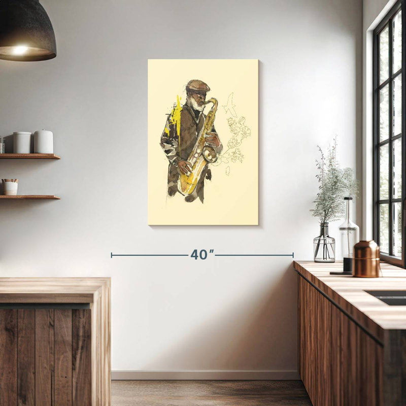 Abarca Floral Saxophone Player, 36" H x 24" W