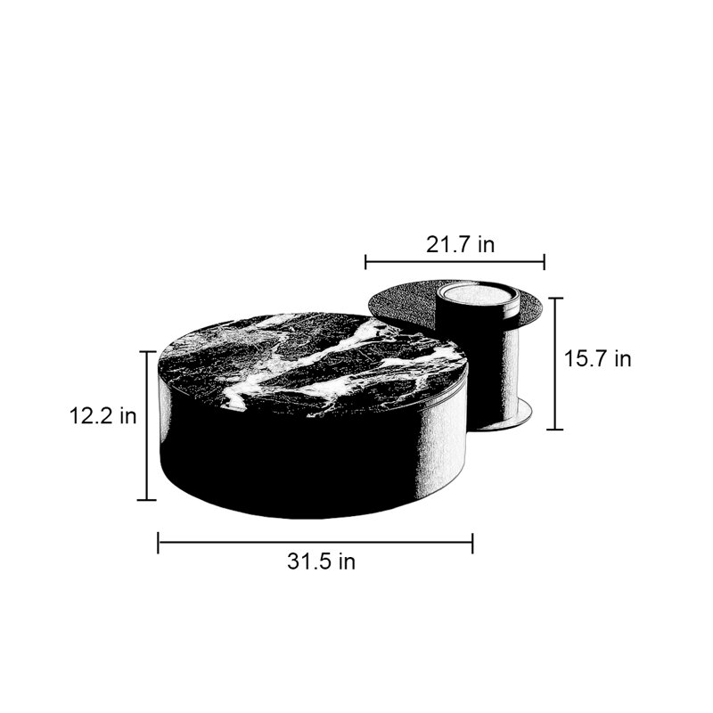 Round microcrystalline stone coffee table