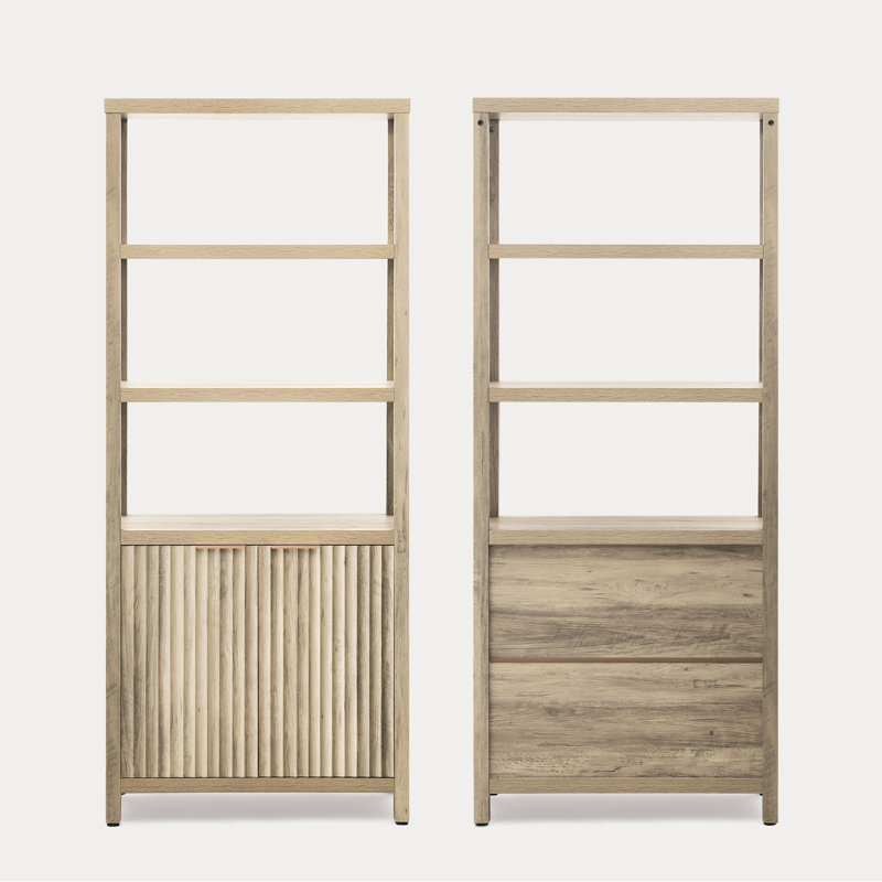 Nicolee 71'' H Storage Bookcase, Sand Oak