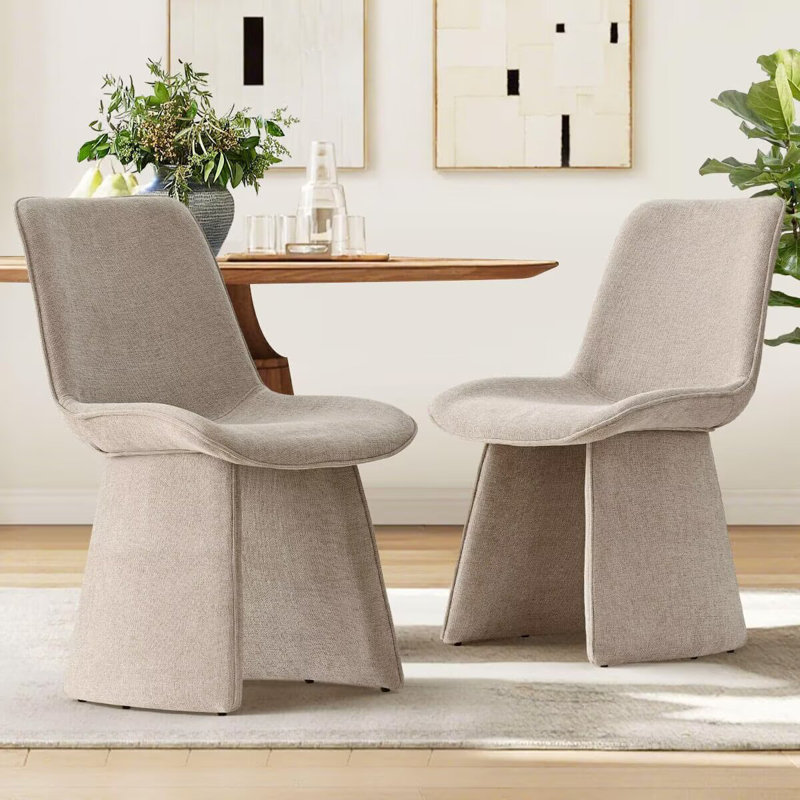 Hennigan Textured Fabric Dining Chairs , Taupe